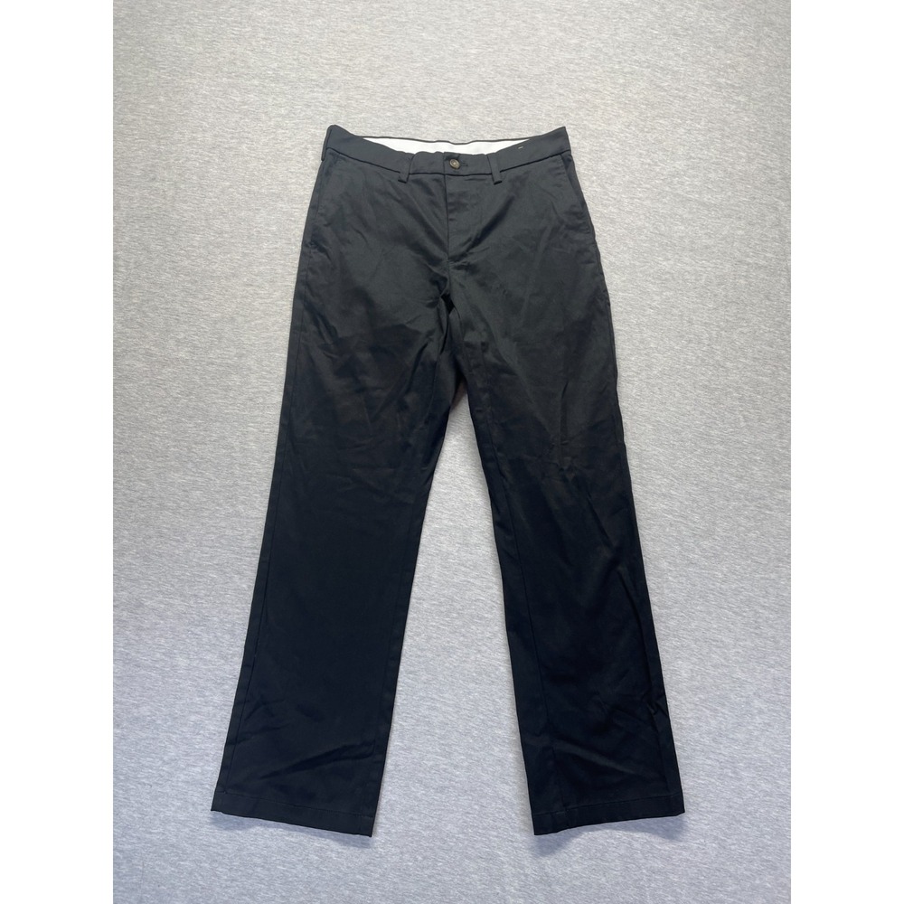 George Chino Pants Mens 30x30 Black Cotton Slash Pocket Flat Front Straight Leg